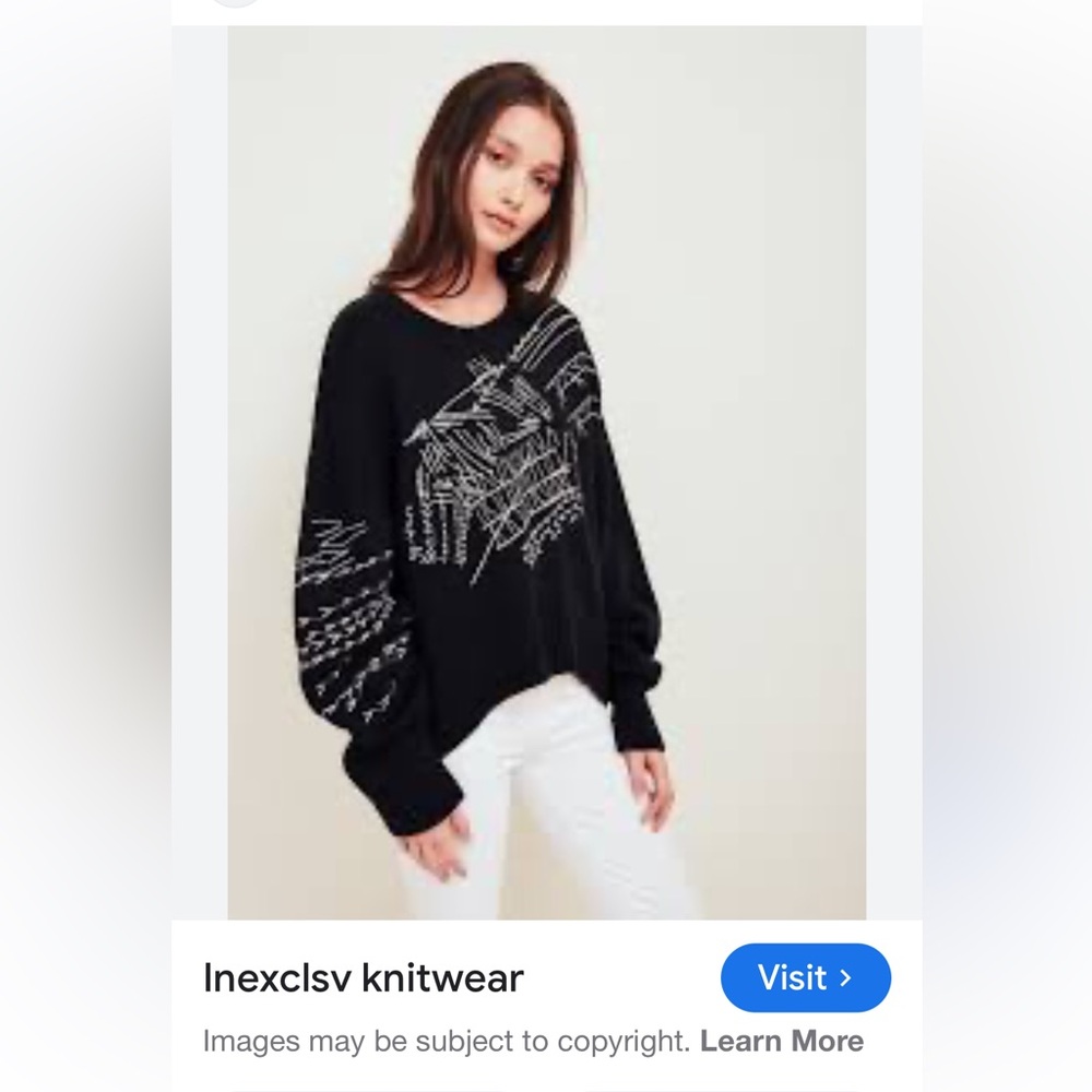 Inexclsv merino wool slouchy sleeve sweater, black, size:S